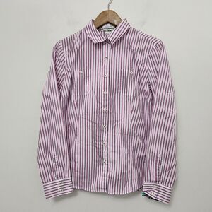 VAN HEUSEN Women's Pink Striped Classic Fit Long Sleeve Button Up Shirt Size L